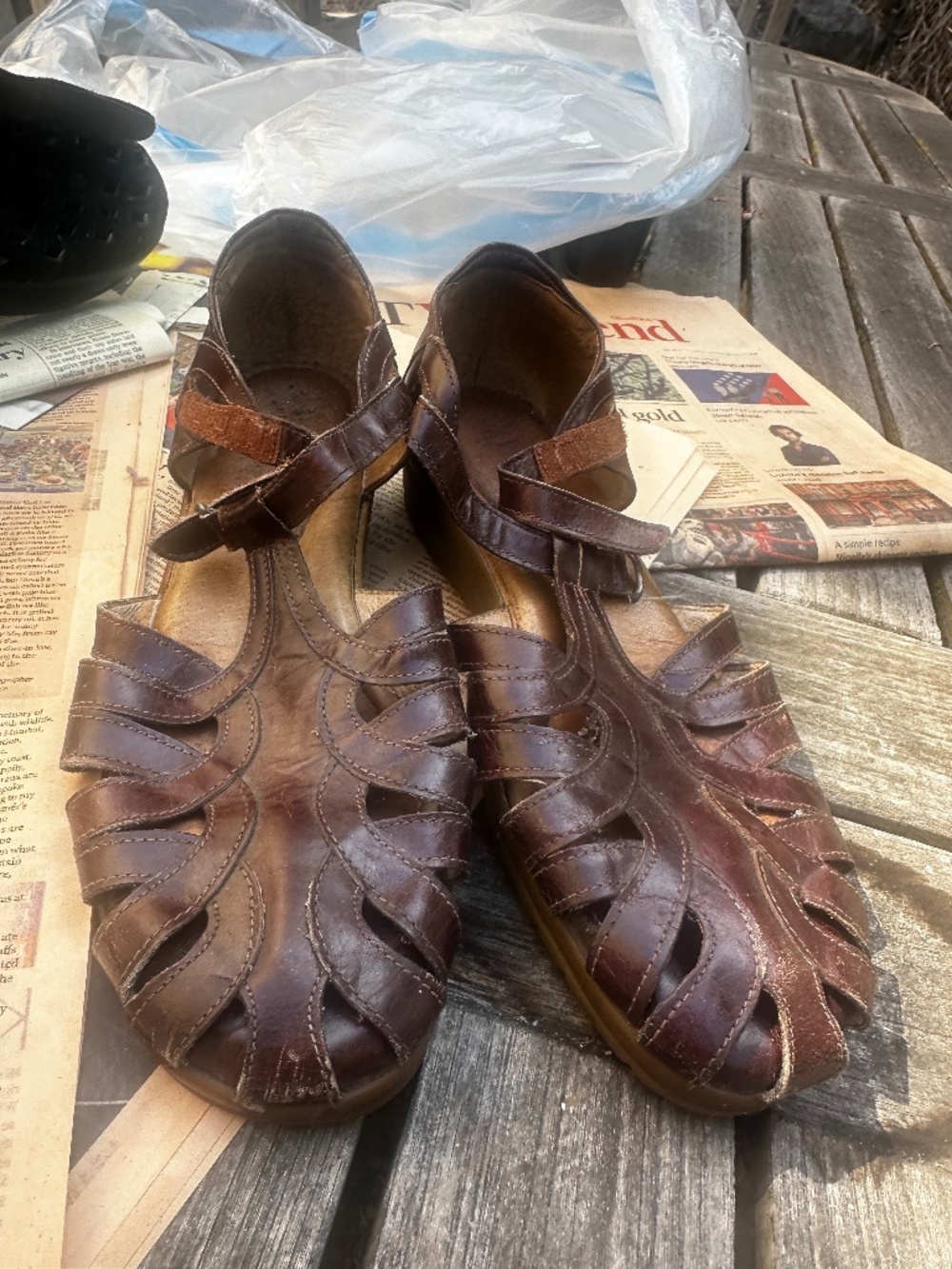 Beautifeel Wedge Leather Sandals, Size 39